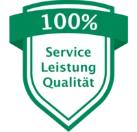 Siegel: 100 % Service, Leistung, Qualität